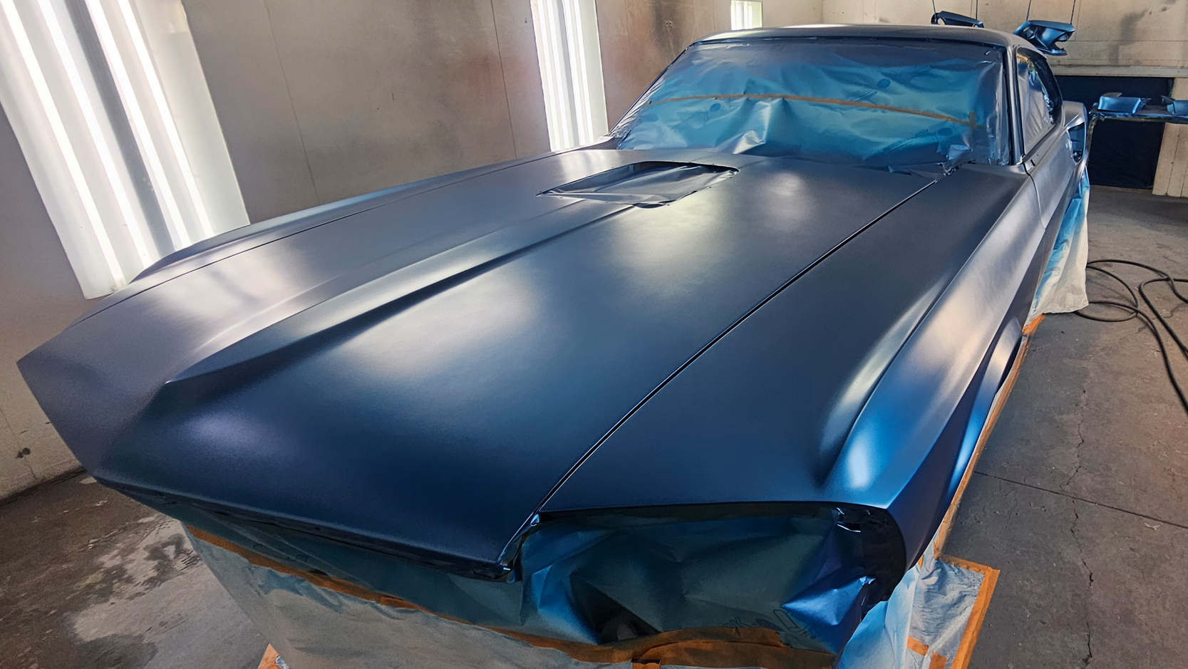 Classic muscle car matte blue